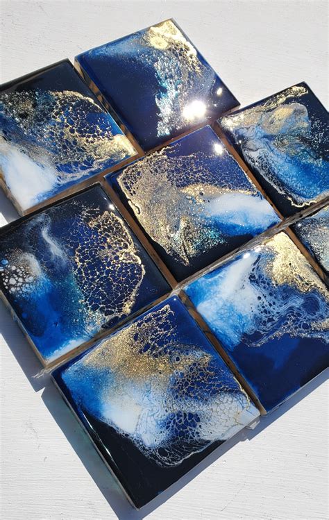 navy blue and gold coasters